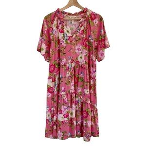 Matilda Jane Floral Dress Size M Ruffles Boho Cottagecore Prairie Garden Tiered
